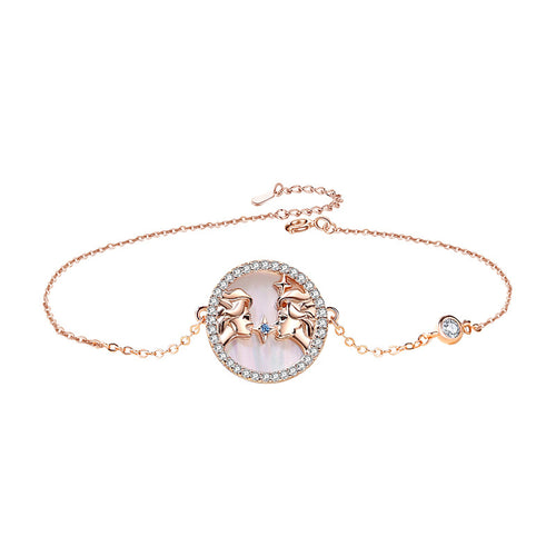 Gemini Rose Gold Plated Bracelet With Cubic Zirconia And Mother Of Pearl