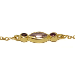 Gold Plated Bracelet With Amethyst And Pink Tourmaline