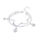 Lock Charms Double Chain Bracelet With Cubic Zirconia