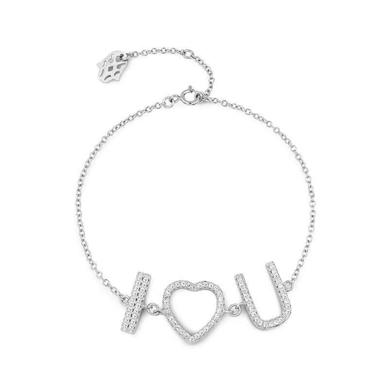 I <i class="fas fa-heart"></i> U Bracelet With Cubic Zirconia