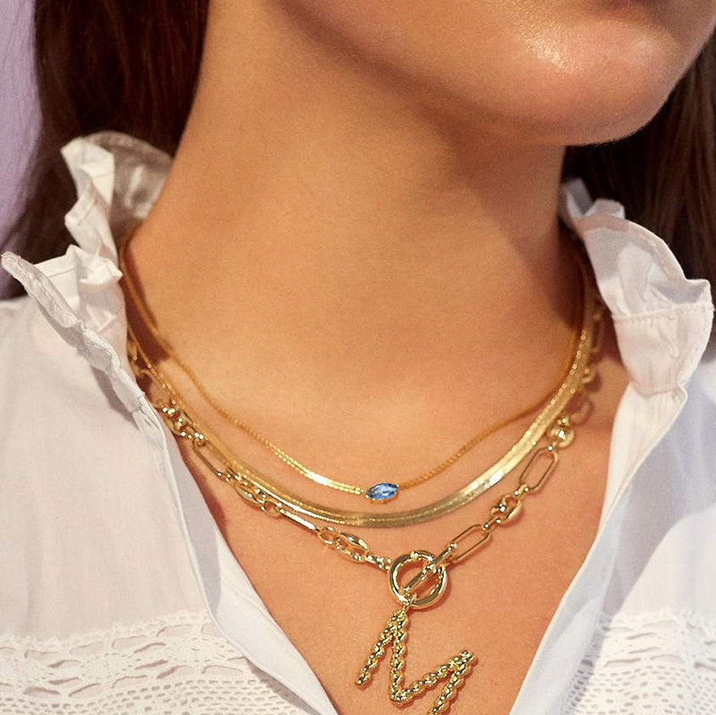 March Gold Plated Birthstone Necklace