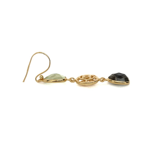 Gold Plated Prehnite Labradorite Earrings