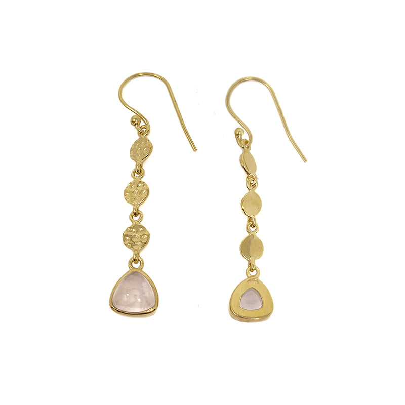 Gold Plated Rose Quartz Earrings