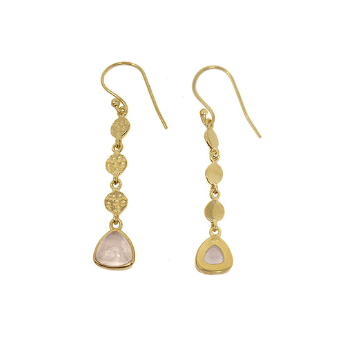 Gold Plated Rose Quartz Earrings
