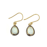 Gold And Black Rhodium Plated Aqua Chalcedony Earrings