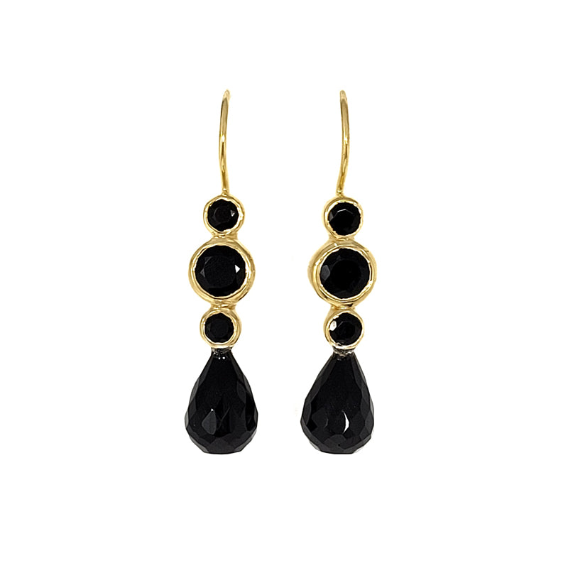 Gold Plated Black Onyx Earrings