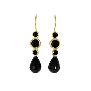Gold Plated Black Onyx Earrings
