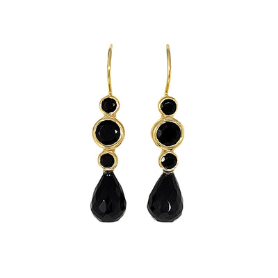 Gold Plated Black Onyx Earrings
