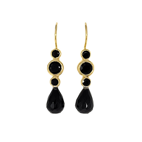 Gold Plated Black Onyx Earrings
