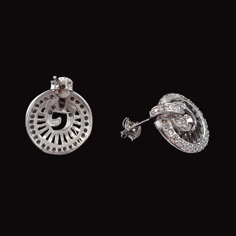 Black Rhodium Plated Pendant Earrings Set With Cubic Zirconia