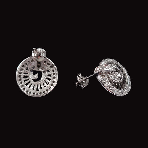 Black Rhodium Plated Pendant Earrings Set With Cubic Zirconia