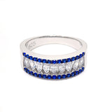 Silver Blue Spinel And Clear Cubic Zirconia Ring