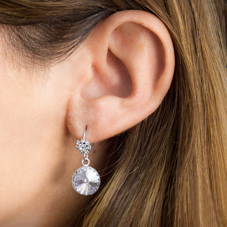Silver Earrings With Cubic Zirconia and Swarovski Crystals