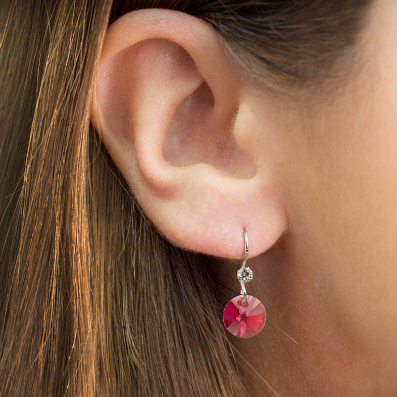 Silver Drop Earrings With Cubic Zirconia and Swarovski Crystals