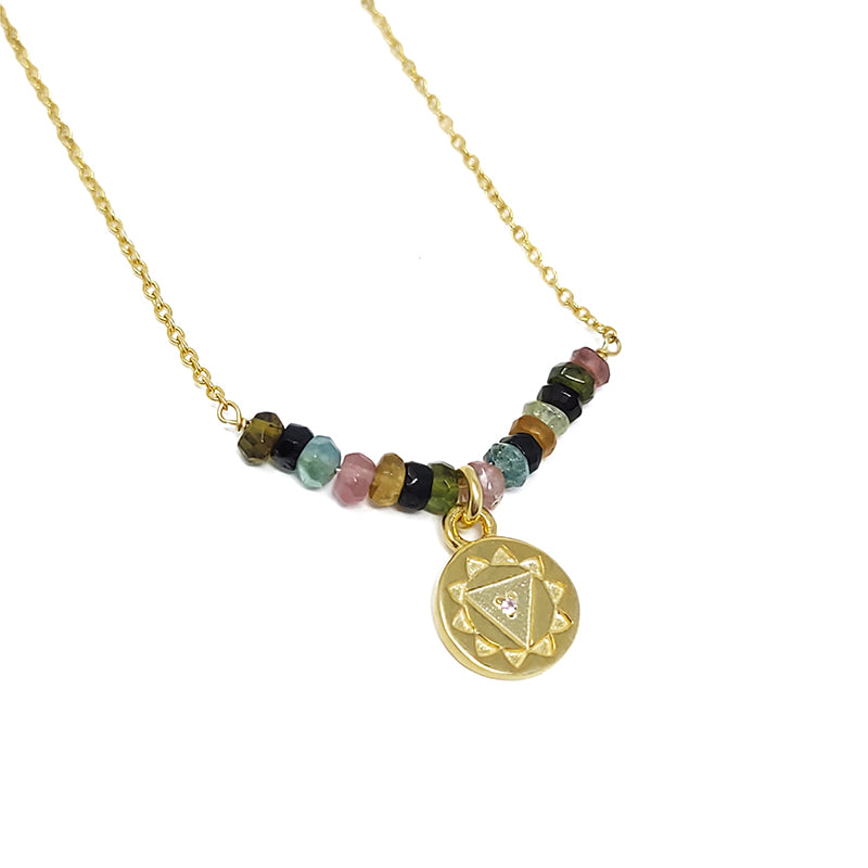 Gold Plated Multi Tourmaline Pendant Necklace