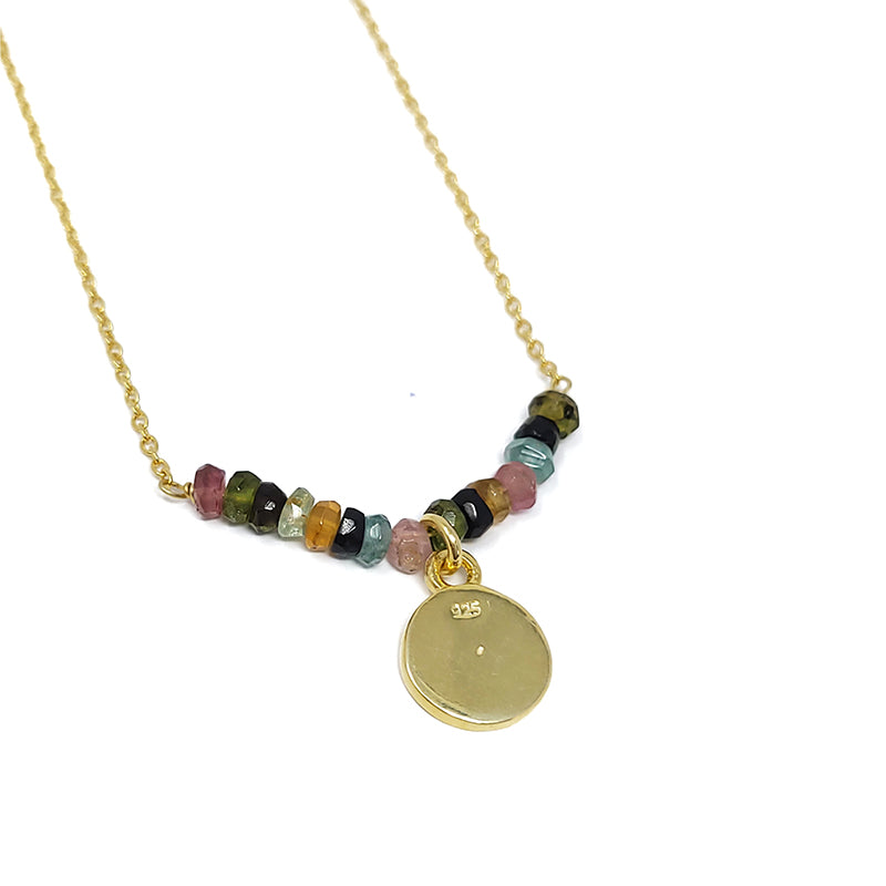 Gold Plated Multi Tourmaline Pendant Necklace