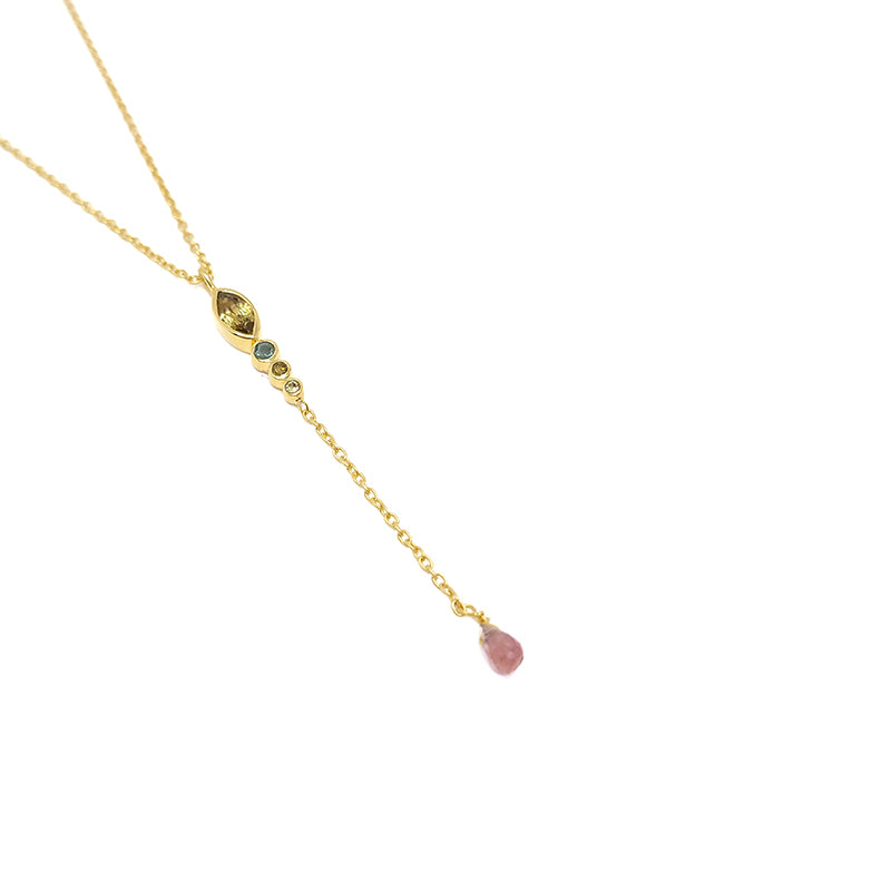 Gold Plated Multi Tourmaline Necklace