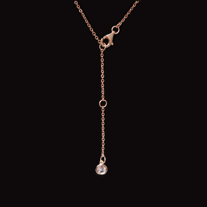 Rose Gold Plated Interlocking Heart Rings Necklace With Cubic Zirconia
