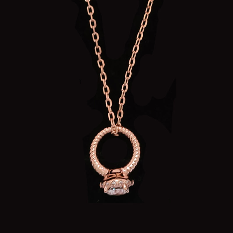 Rose Gold Plated Ring Necklace With Cubic Zirconia