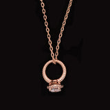 Rose Gold Plated Ring Necklace With Cubic Zirconia