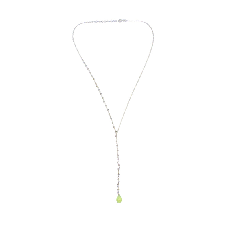 Labradorite And Prehnite Shiny Silver Necklace