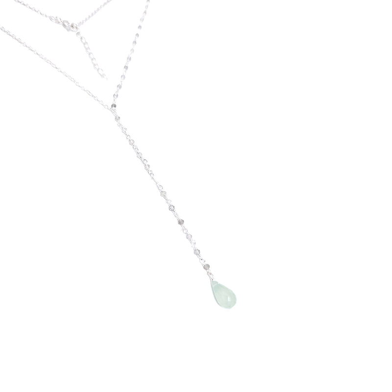 Labradorite And Prehnite Shiny Silver Necklace