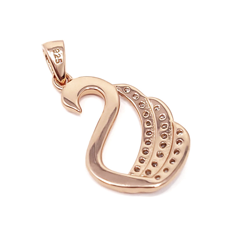 Rose Gold Plated Swan Pendant With Cubic Zirconia