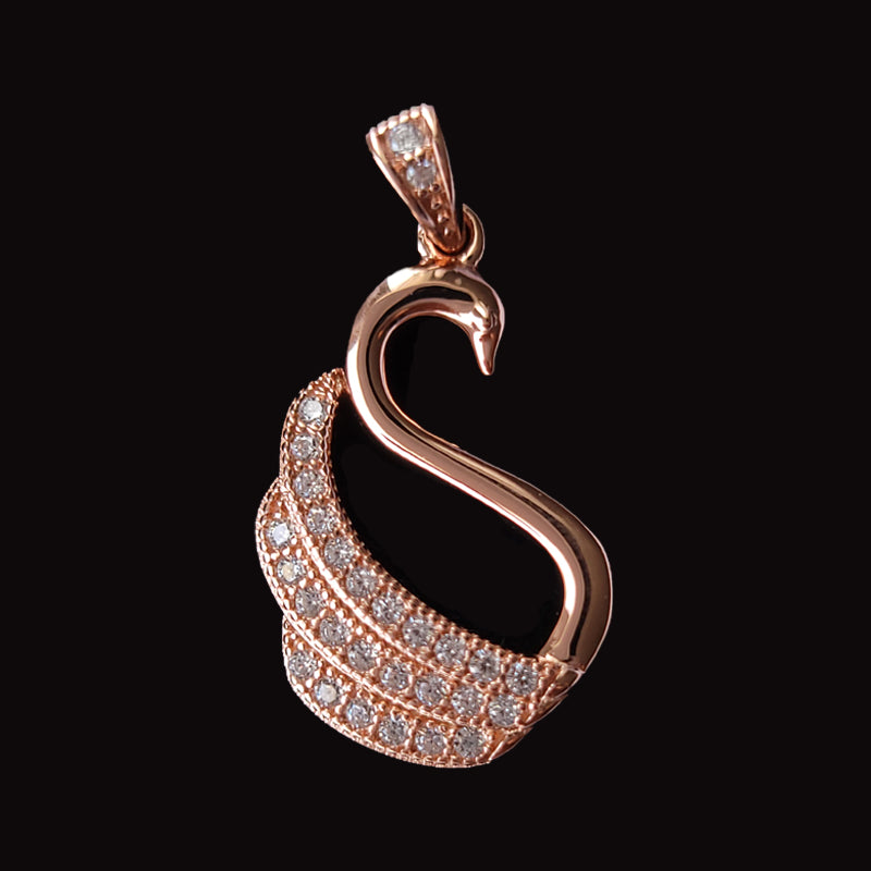Rose Gold Plated Swan Pendant With Cubic Zirconia