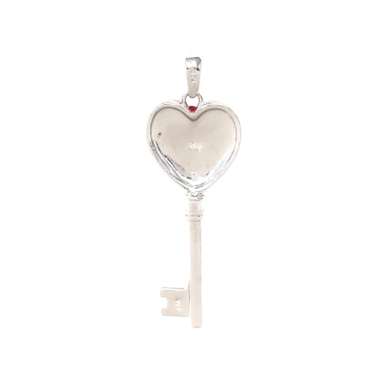 Heart Key Pendant With Red And Clear Crystals