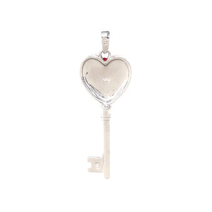 Heart Key Pendant With Red And Clear Crystals