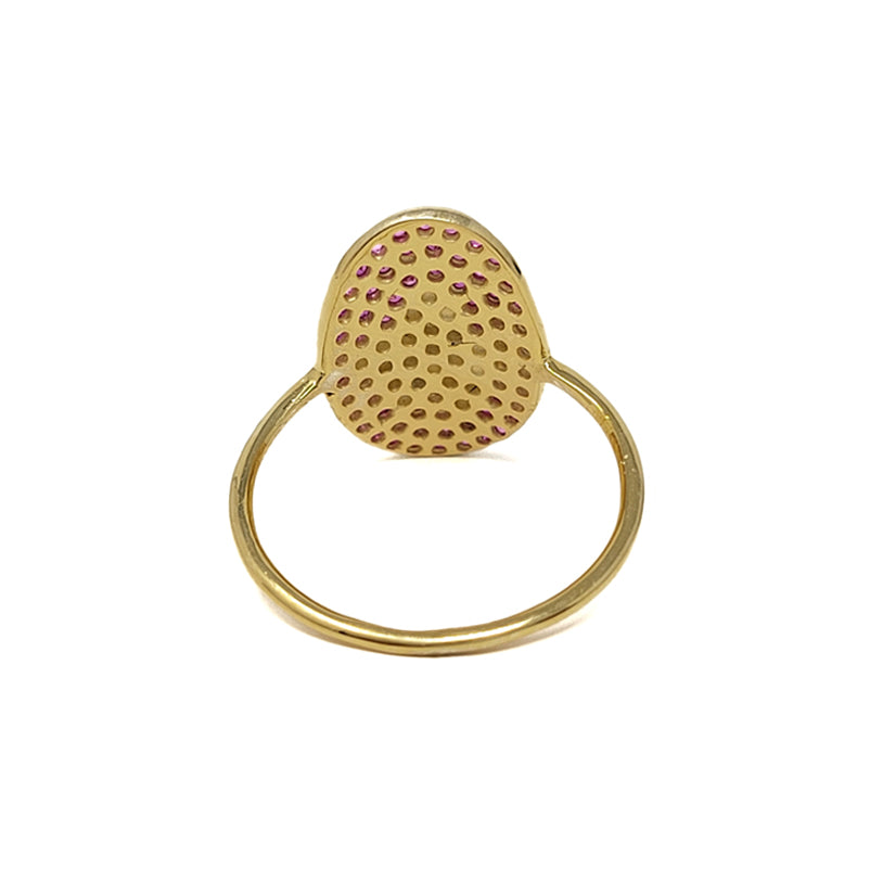 Gold Plated Red And White Zircon Ring