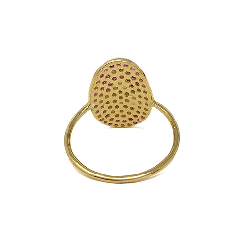 Gold Plated Red And White Zircon Ring