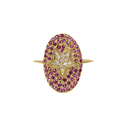 Gold Plated Red And White Zircon Ring