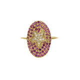 Gold Plated Red And White Zircon Ring