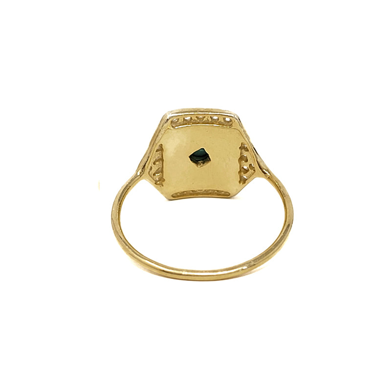 Gold Plated Turquoise And White Zircon Ring With Enamel Coating