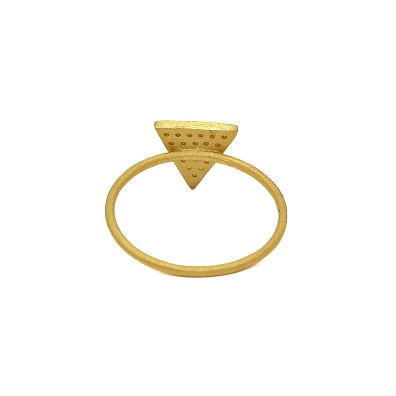 Gold Plated Matte-Finished White Zircon Triangle Ring