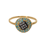 Gold Plated Blue And White Zircon Ring
