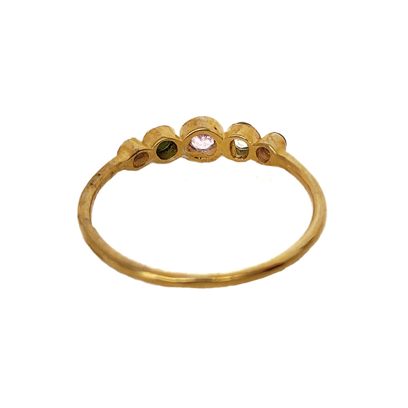 Gold Plated Multi-Colored Tourmaline Ring