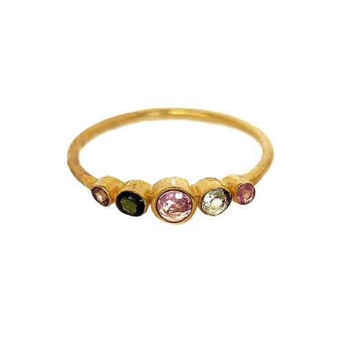 Gold Plated Multi-Colored Tourmaline Ring