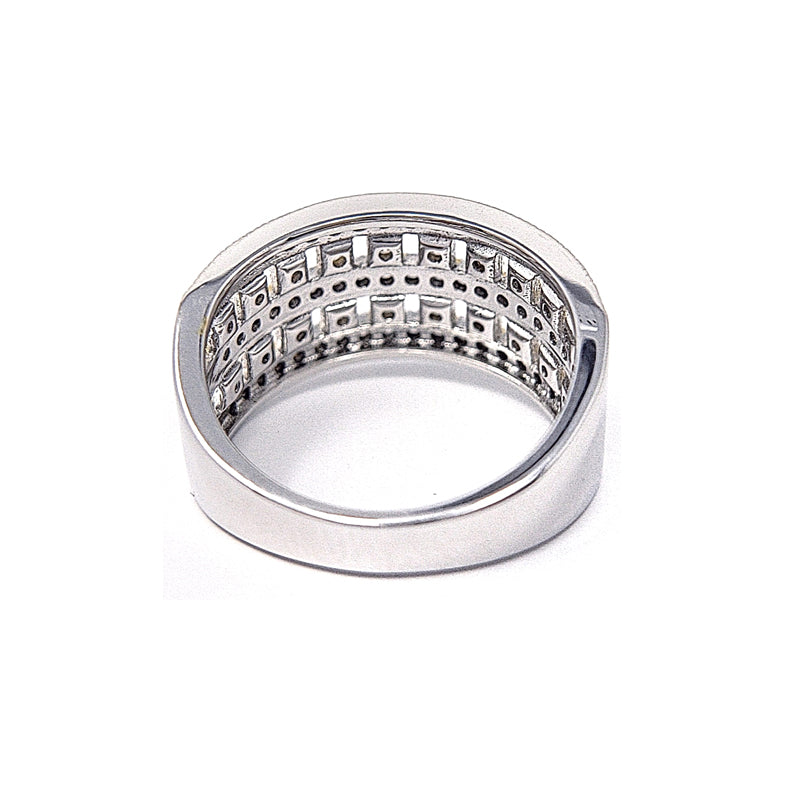 Silver Two-Tone Gold Plated Cubic Zirconia Ring