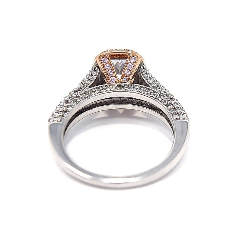 Silver Two-Tone Rose Gold Plated Pink And Clear Cubic Zirconia Ring