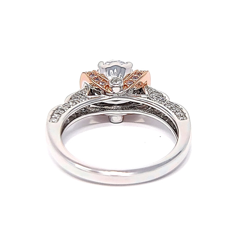 Silver Two-Tone Rose Gold Plated Pink And Clear Cubic Zirconia Ring