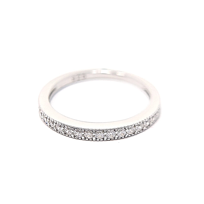 Silver Two-Tone Rose Gold Plated Pink And Clear Two-Piece Cubic Zirconia Ring