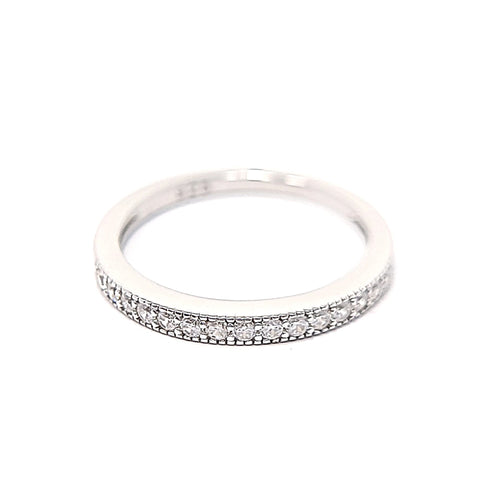 Silver Two-Tone Rose Gold Plated Pink And Clear Two-Piece Cubic Zirconia Ring