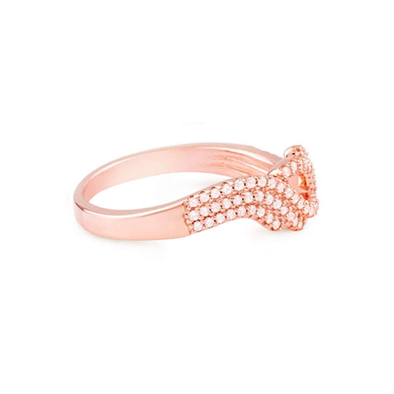 Rose Gold Plated Wings Ring With Cubic Zirconia