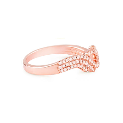 Rose Gold Plated Wings Ring With Cubic Zirconia