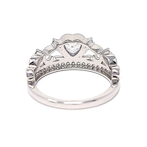 Silver Heart Tiara Cubic Zirconia Ring