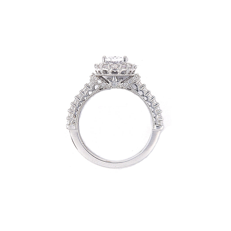 Silver Clear Cubic Zirconia Halo Ring