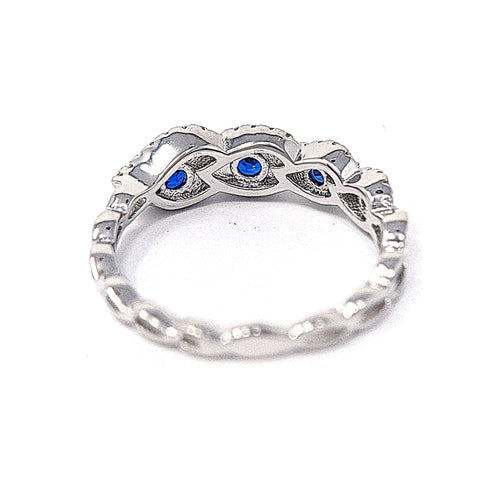 Silver Blue Spinel And Clear Cubic Zirconia Ring