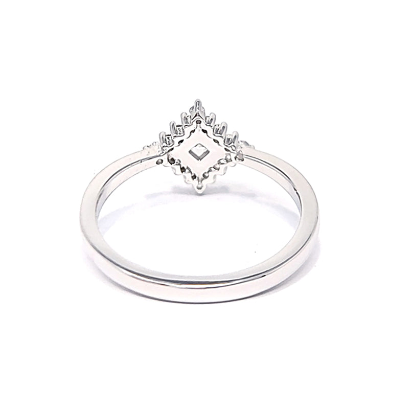 Silver Cubic Zirconia Princess Halo Ring